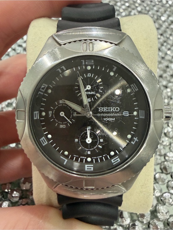 Seiko Other - Seiko Black Dial Stainless Steel Chronograph Watch